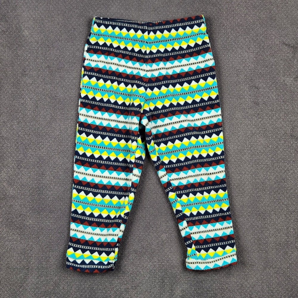 Patagonia Baby Micro D Fleece Pants 2T Blue Yellow Geometric Synchilla 60167